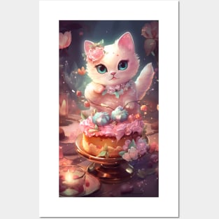 Cute Dessert Kitty Posters and Art